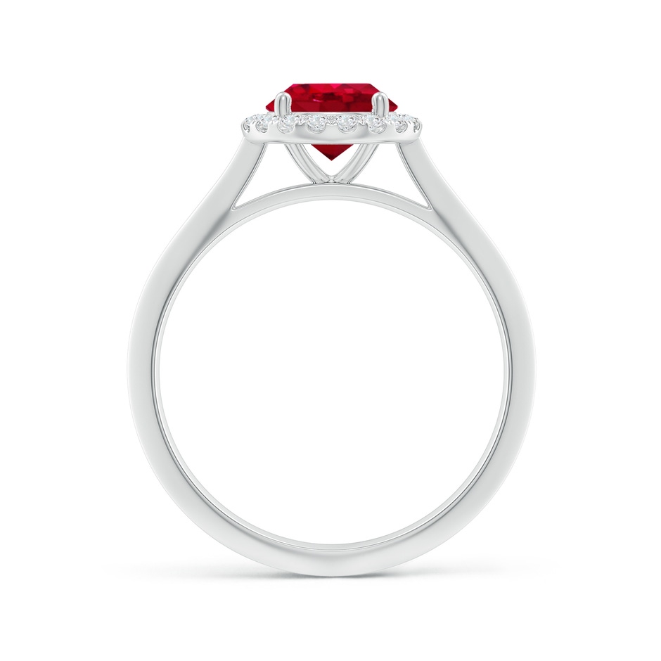 6.5mm AAA Round Ruby Halo Knife-Edge Shank Engagement Ring in White Gold side 199