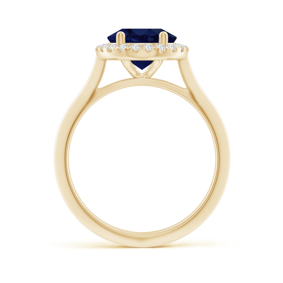 10x8mm A Oval Blue Sapphire Halo Knife-Edge Shank Engagement Ring in 18K Yellow Gold side 199