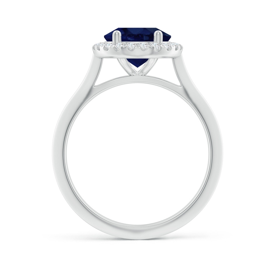 10x8mm A Oval Blue Sapphire Halo Knife-Edge Shank Engagement Ring in White Gold side 199