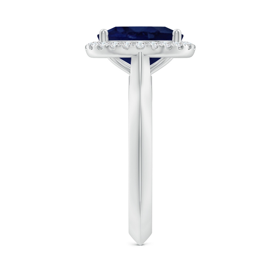 10x8mm A Oval Blue Sapphire Halo Knife-Edge Shank Engagement Ring in White Gold side 299