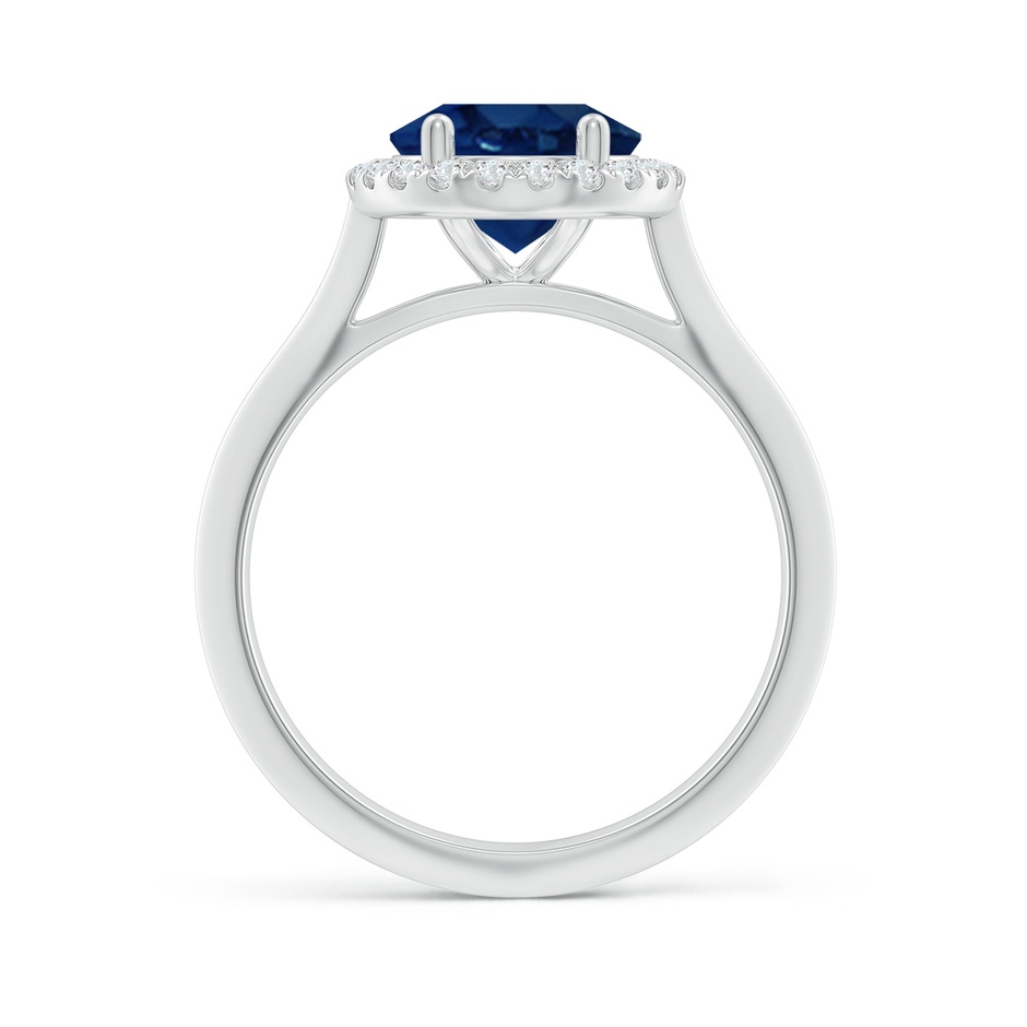 10x8mm AA Oval Blue Sapphire Halo Knife-Edge Shank Engagement Ring in P950 Platinum side 199