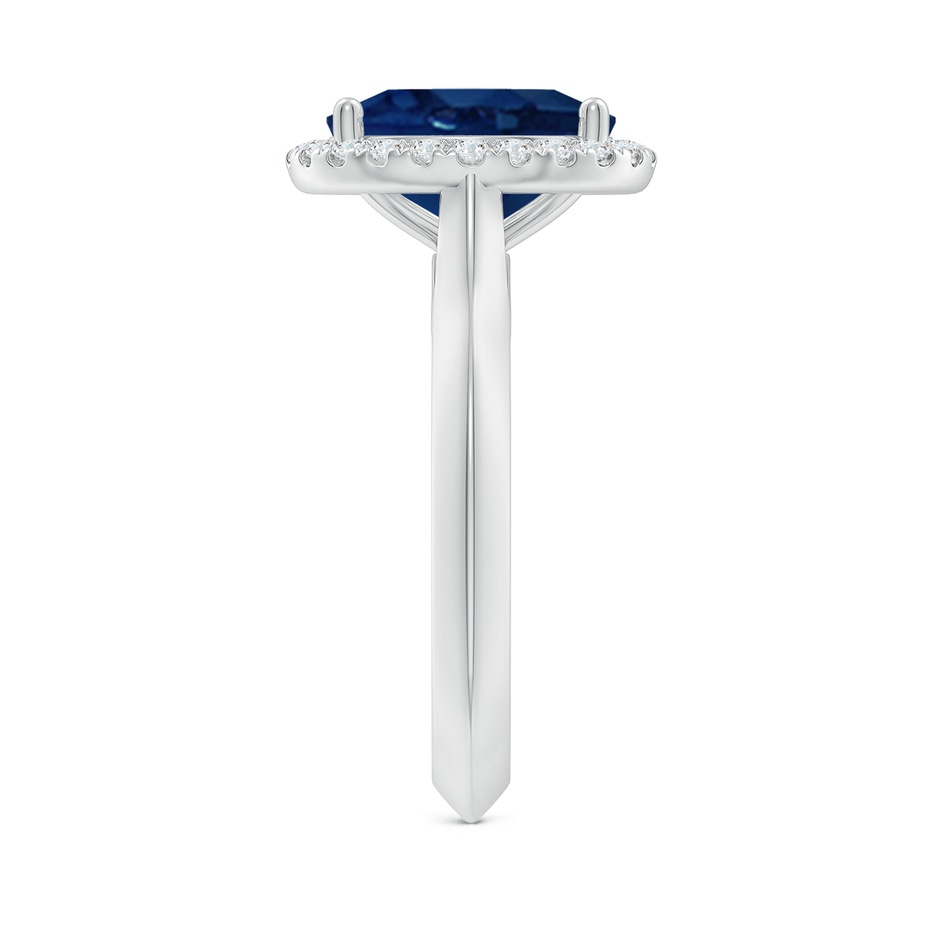 10x8mm AA Oval Blue Sapphire Halo Knife-Edge Shank Engagement Ring in P950 Platinum side 299