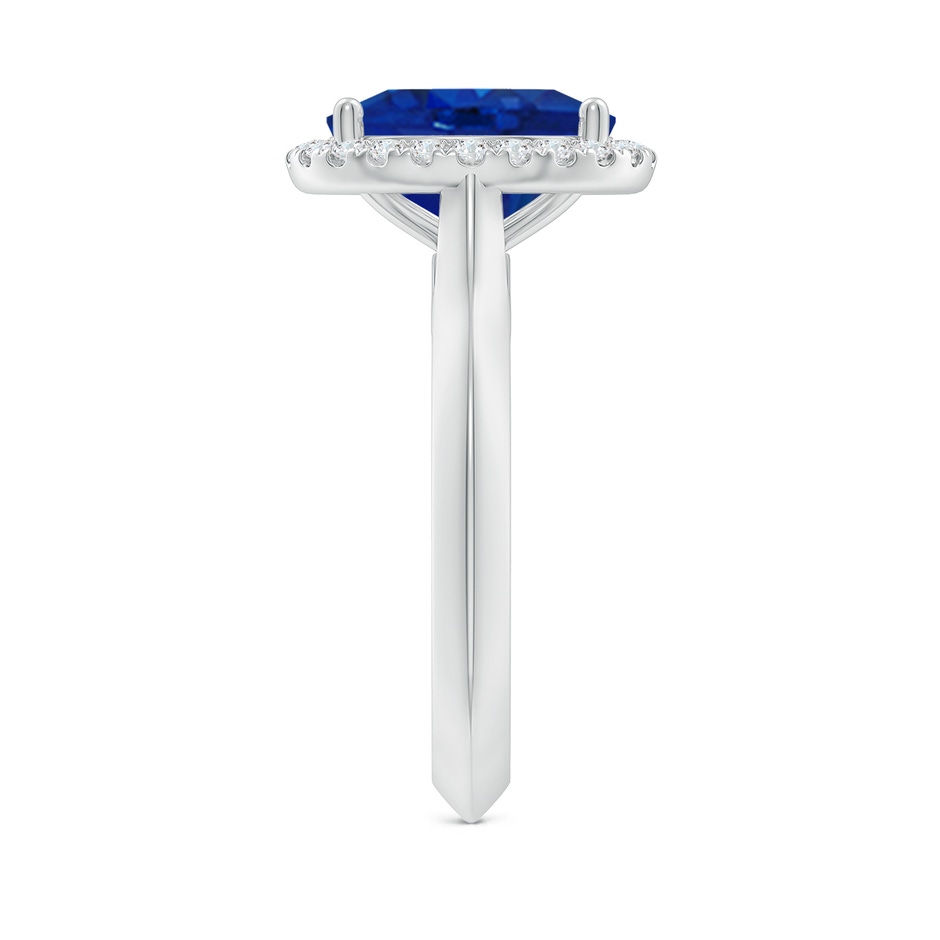 10x8mm AAA Oval Blue Sapphire Halo Knife-Edge Shank Engagement Ring in P950 Platinum side 299
