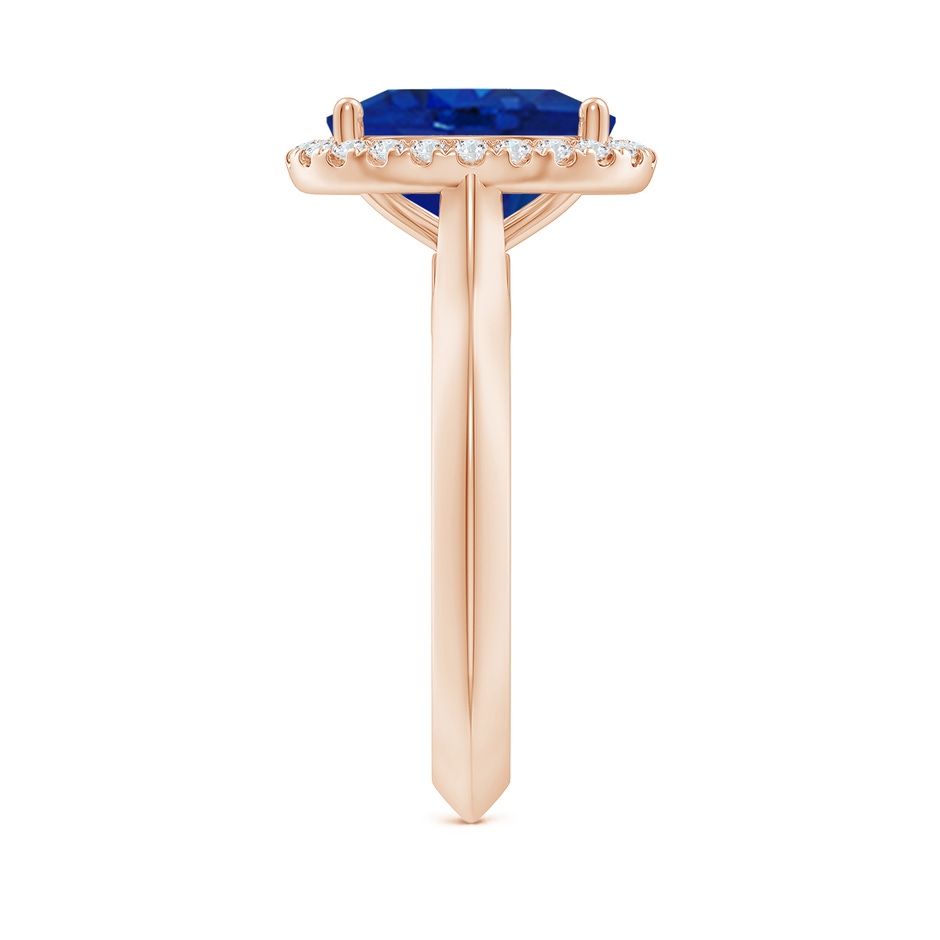 10x8mm AAA Oval Blue Sapphire Halo Knife-Edge Shank Engagement Ring in Rose Gold side 299