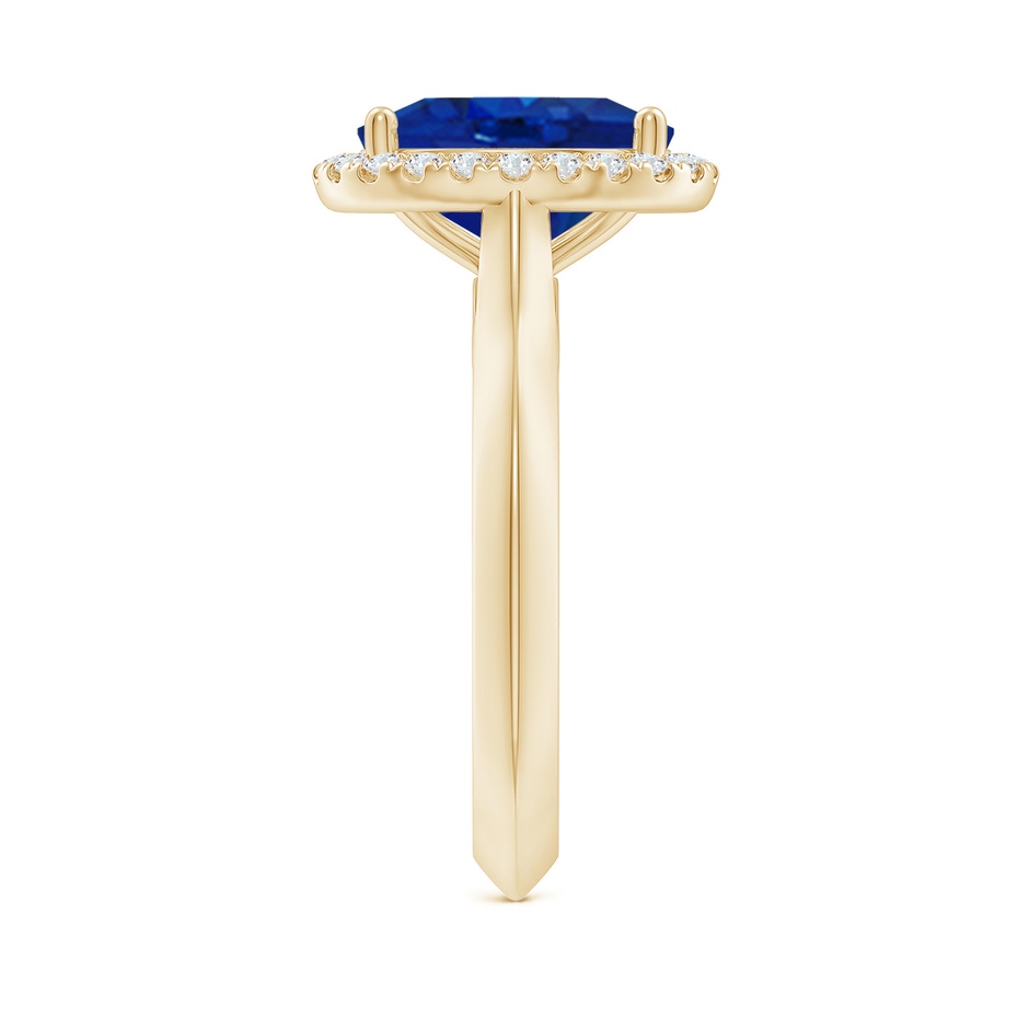 10x8mm AAA Oval Blue Sapphire Halo Knife-Edge Shank Engagement Ring in Yellow Gold side 299