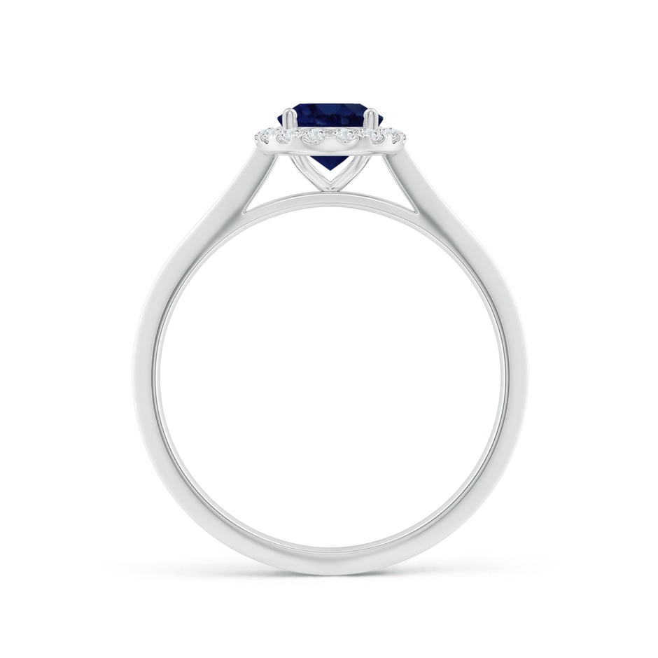 7x5mm A Oval Blue Sapphire Halo Knife-Edge Shank Engagement Ring in White Gold side 199
