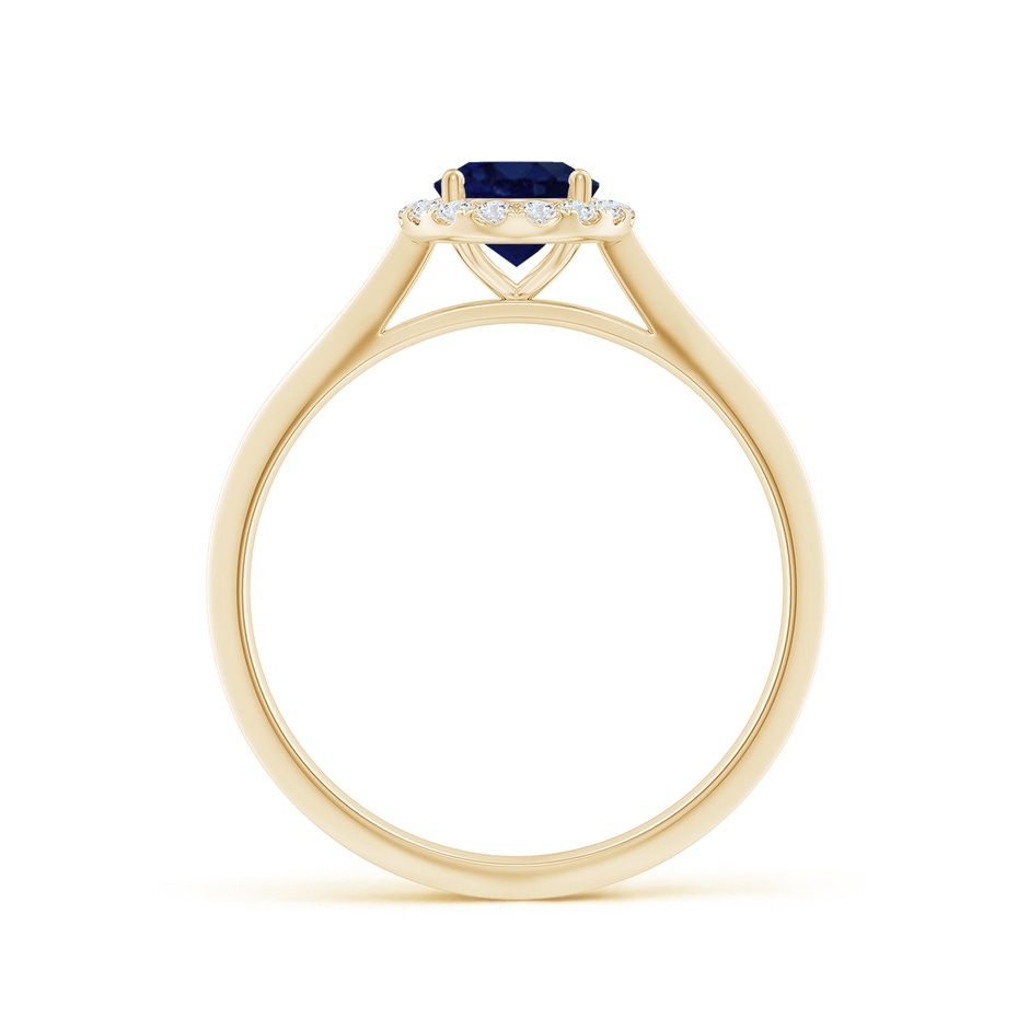 7x5mm A Oval Blue Sapphire Halo Knife-Edge Shank Engagement Ring in Yellow Gold side 199