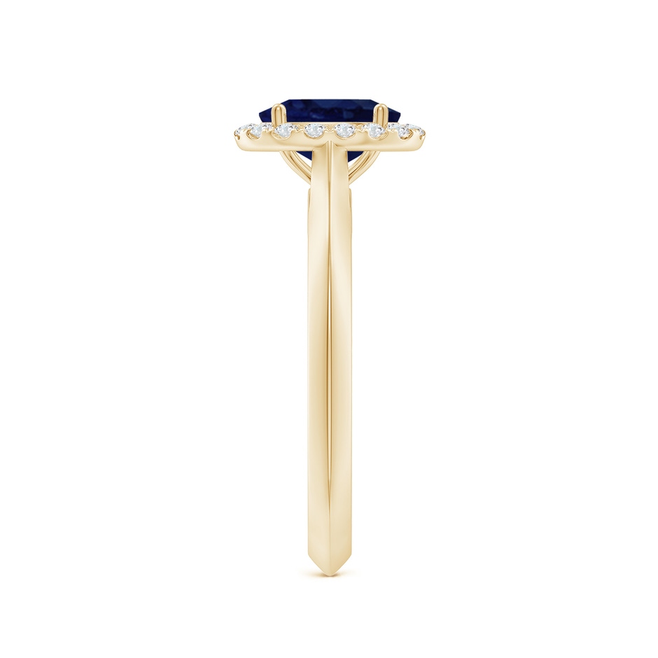 7x5mm A Oval Blue Sapphire Halo Knife-Edge Shank Engagement Ring in Yellow Gold side 299