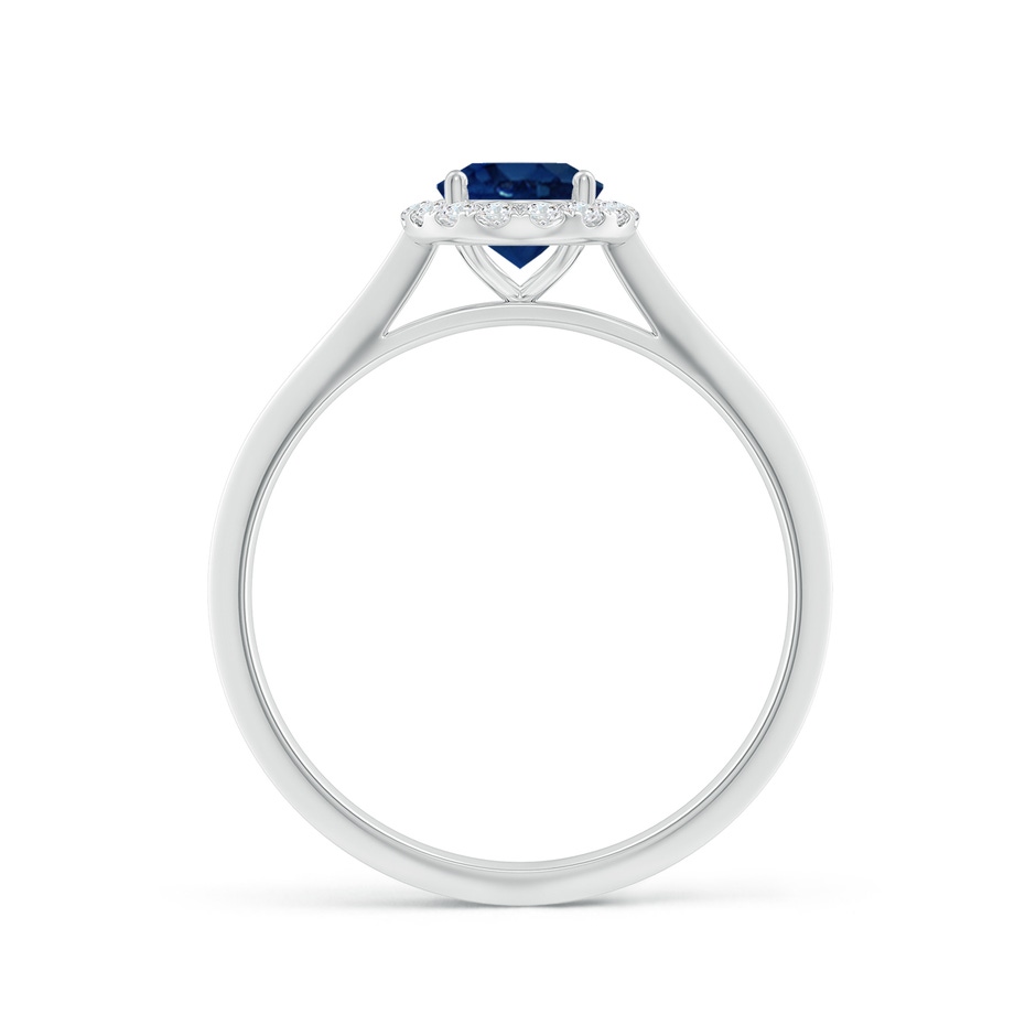 7x5mm AA Oval Blue Sapphire Halo Knife-Edge Shank Engagement Ring in White Gold side 199