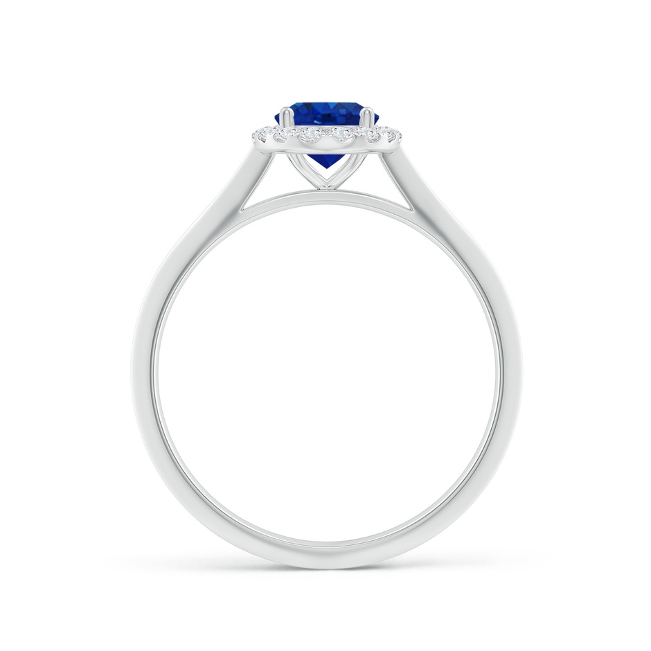 7x5mm AAA Oval Blue Sapphire Halo Knife-Edge Shank Engagement Ring in P950 Platinum side 199