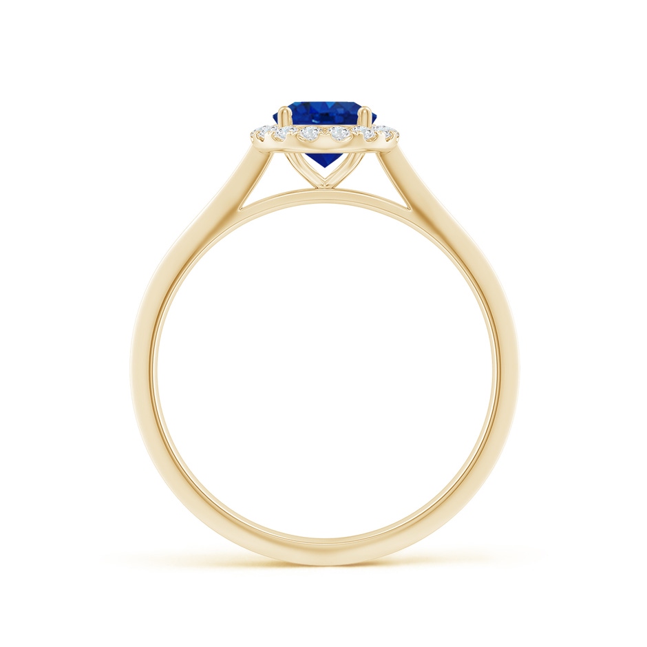 7x5mm AAA Oval Blue Sapphire Halo Knife-Edge Shank Engagement Ring in Yellow Gold side 199