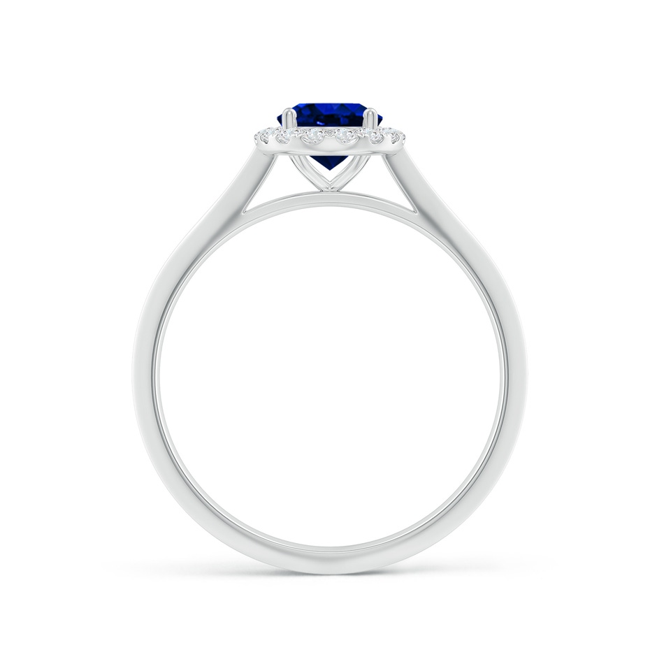 7x5mm AAAA Oval Blue Sapphire Halo Knife-Edge Shank Engagement Ring in P950 Platinum side 199