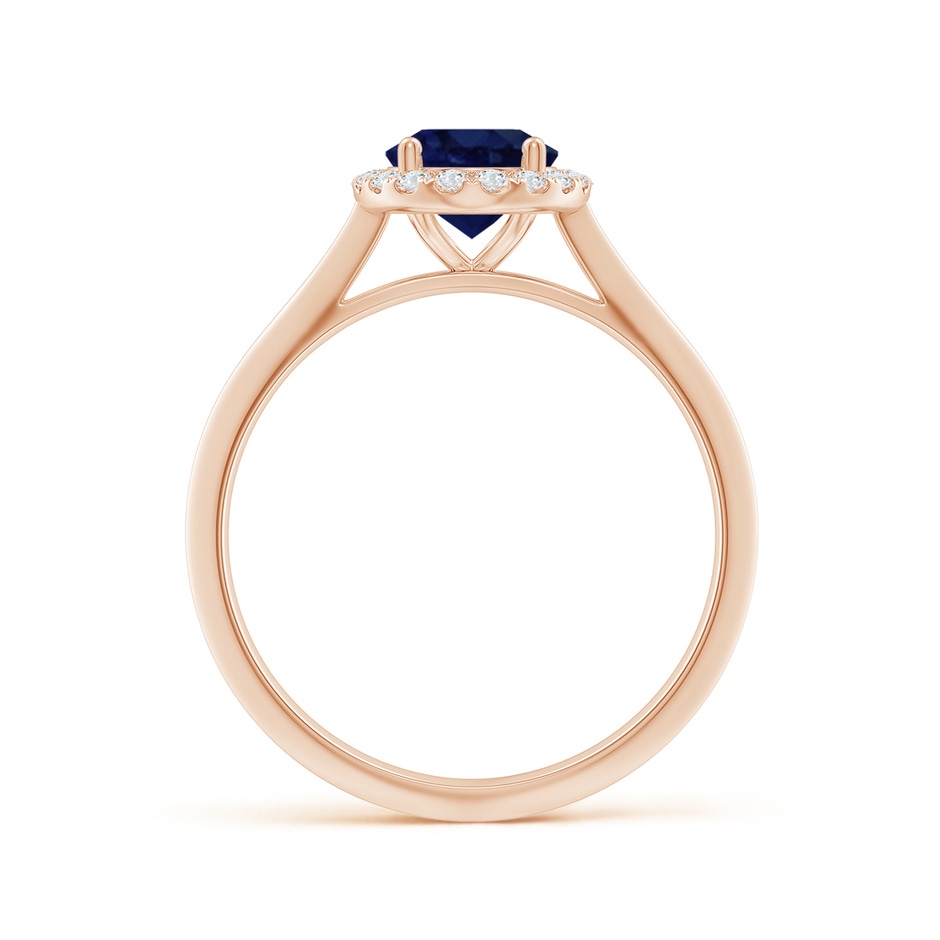8x6mm A Oval Blue Sapphire Halo Knife-Edge Shank Engagement Ring in Rose Gold side 199