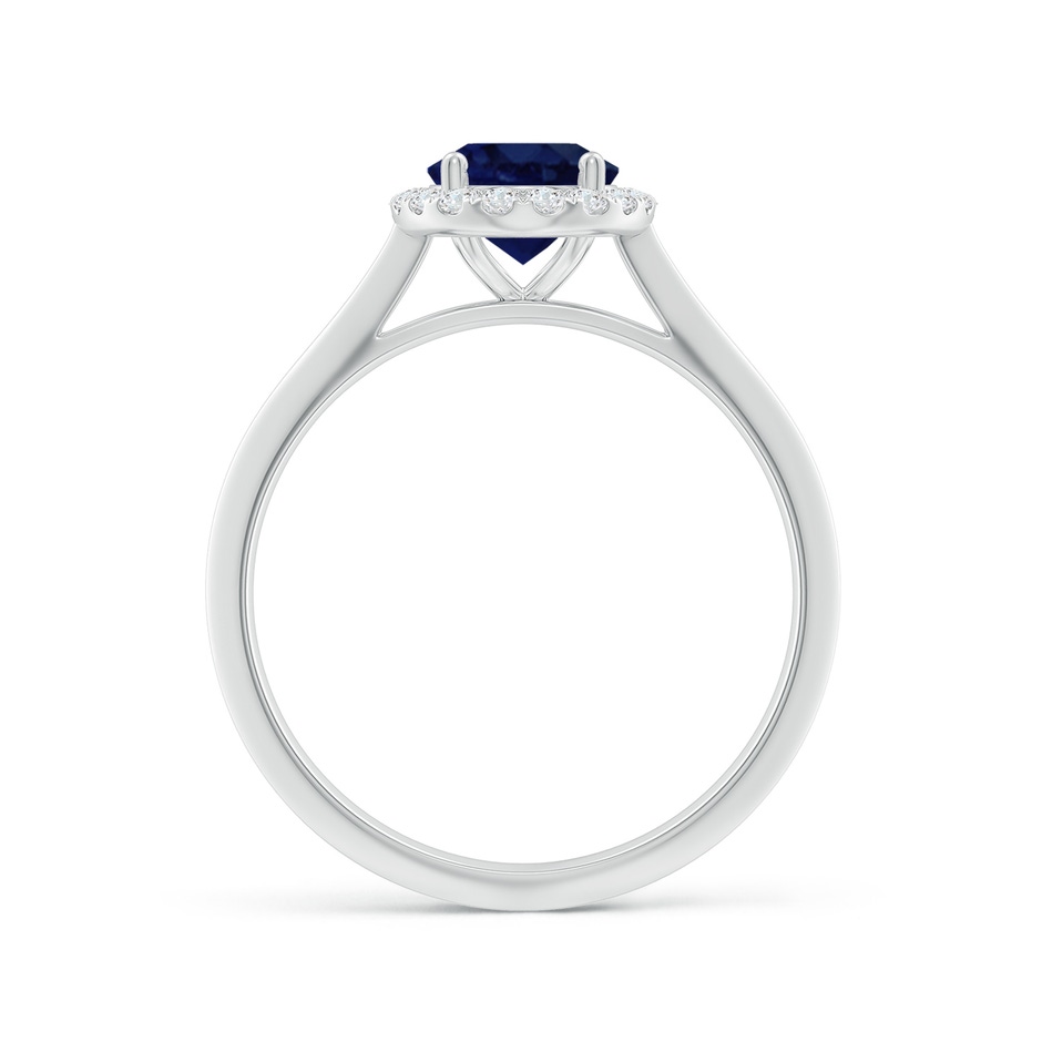 8x6mm A Oval Blue Sapphire Halo Knife-Edge Shank Engagement Ring in White Gold side 199