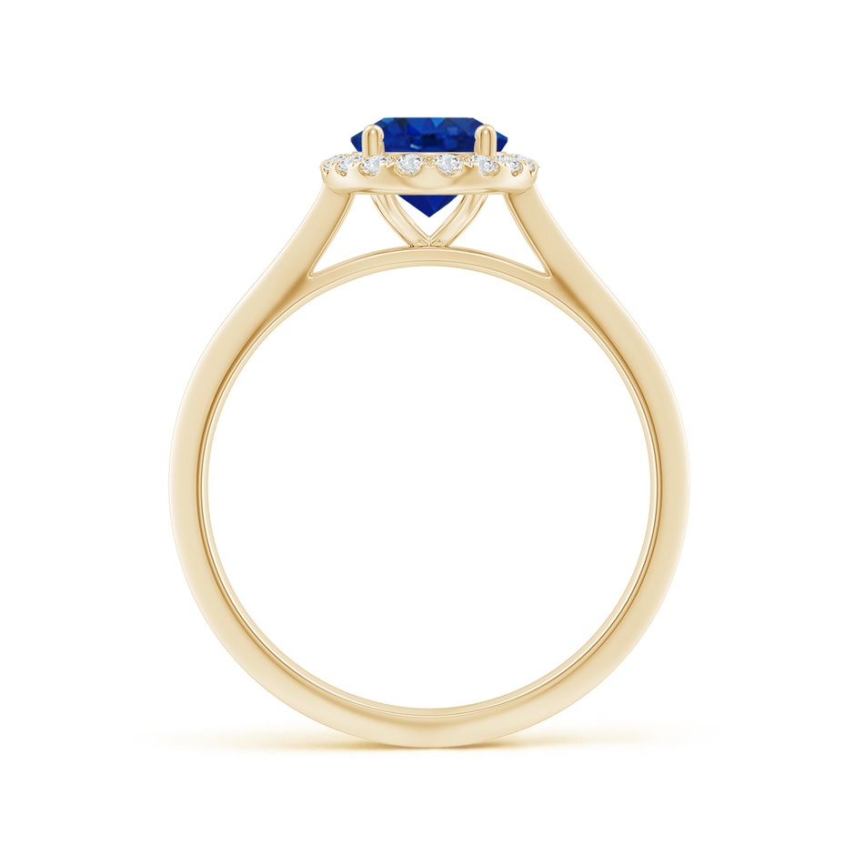 8x6mm AAA Oval Blue Sapphire Halo Knife-Edge Shank Engagement Ring in Yellow Gold side 199