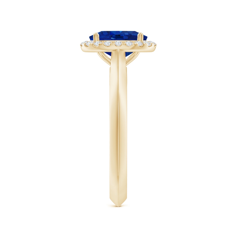 8x6mm AAA Oval Blue Sapphire Halo Knife-Edge Shank Engagement Ring in Yellow Gold side 299