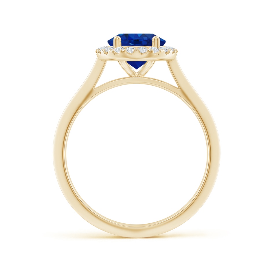 9x7mm AAA Oval Blue Sapphire Halo Knife-Edge Shank Engagement Ring in Yellow Gold side 199