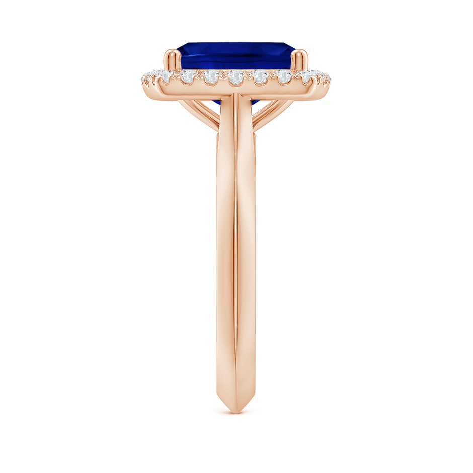10x8mm AAAA Cushion Rectangular Blue Sapphire Halo Knife-Edge Shank Engagement Ring in 18K Rose Gold side 299