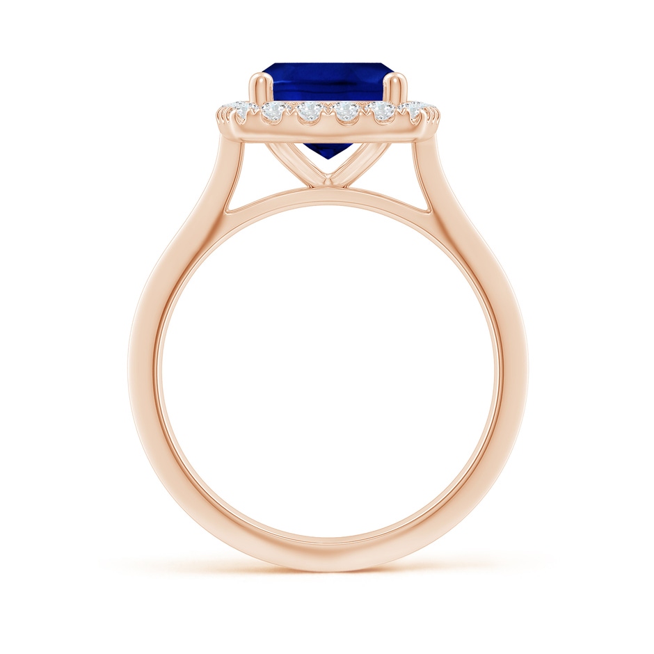 10x8mm AAAA Cushion Rectangular Blue Sapphire Halo Knife-Edge Shank Engagement Ring in Rose Gold side 199