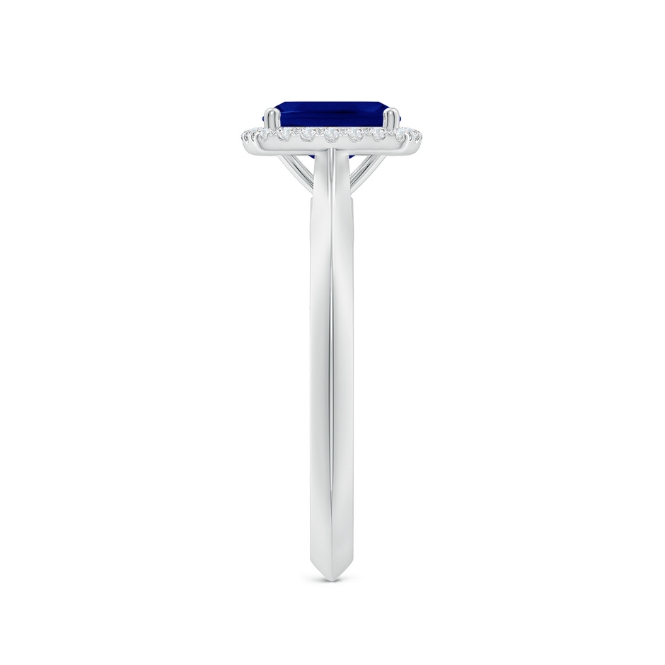 7x5mm AAA Cushion Rectangular Blue Sapphire Halo Knife-Edge Shank Engagement Ring in 18K White Gold side 299