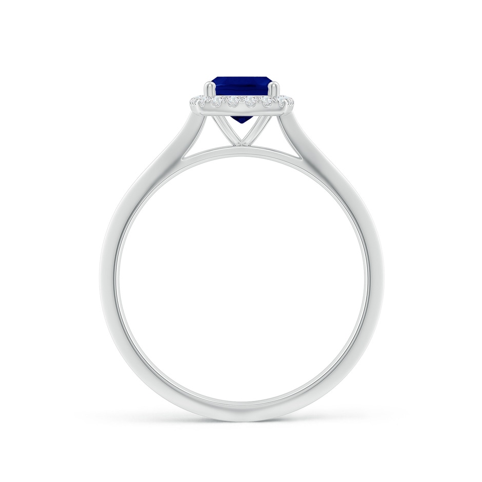 7x5mm AAA Cushion Rectangular Blue Sapphire Halo Knife-Edge Shank Engagement Ring in White Gold side 199