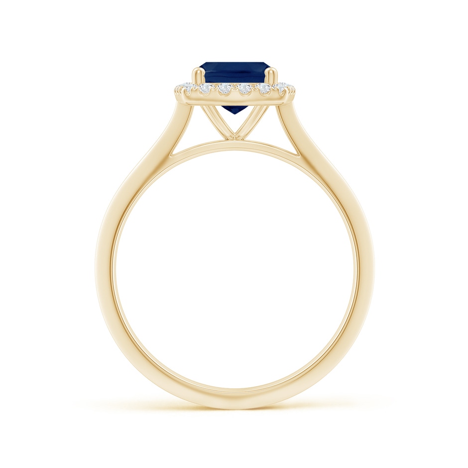 8x6mm A Cushion Rectangular Blue Sapphire Halo Knife-Edge Shank Engagement Ring in Yellow Gold side 199
