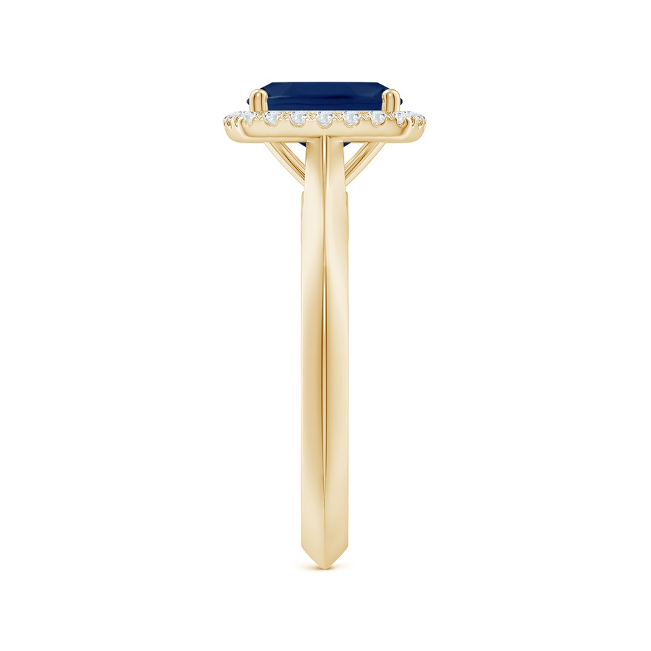 8x6mm A Cushion Rectangular Blue Sapphire Halo Knife-Edge Shank Engagement Ring in Yellow Gold side 299