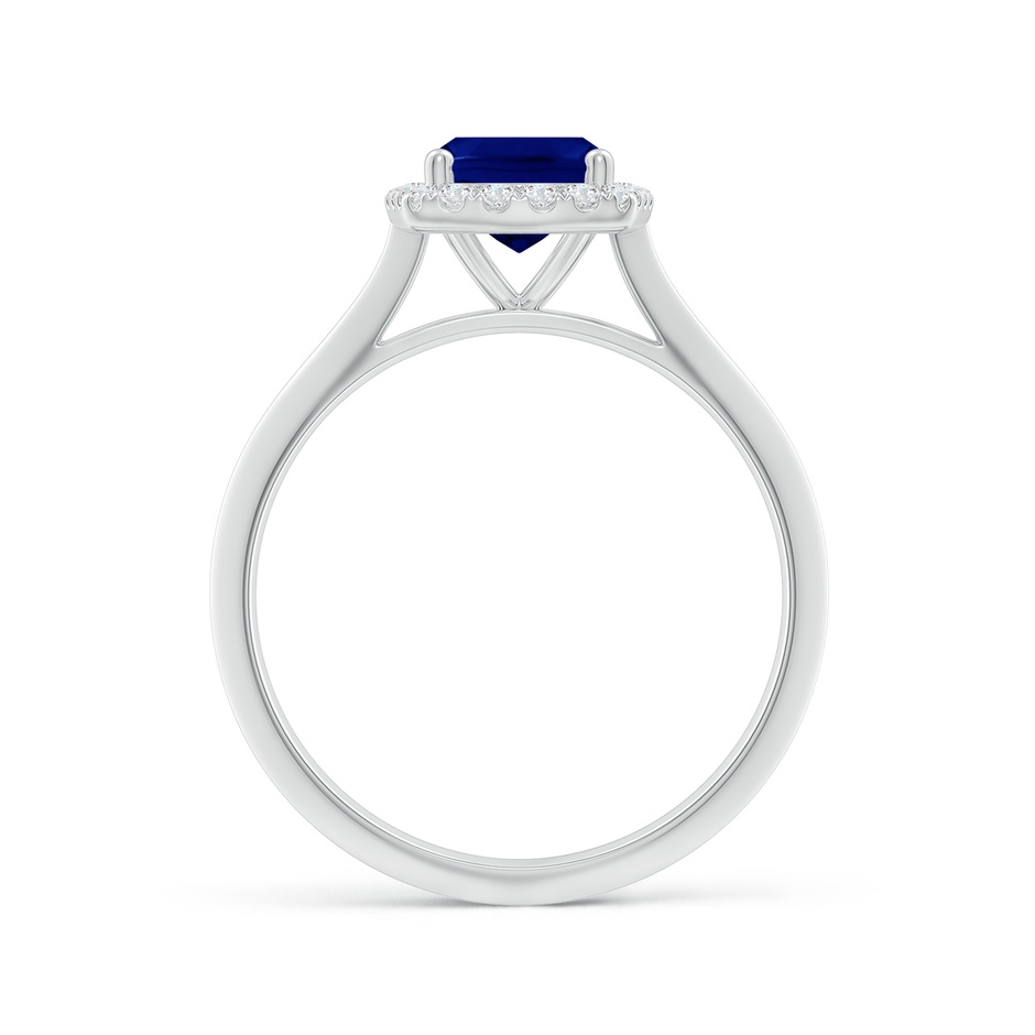 8x6mm AAA Cushion Rectangular Blue Sapphire Halo Knife-Edge Shank Engagement Ring in White Gold side 199