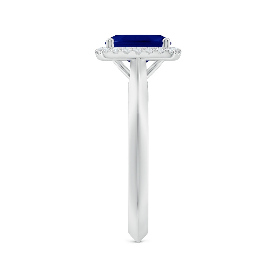 8x6mm AAA Cushion Rectangular Blue Sapphire Halo Knife-Edge Shank Engagement Ring in White Gold side 299