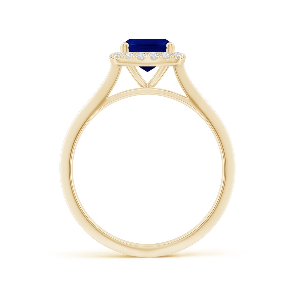 8x6mm AAA Cushion Rectangular Blue Sapphire Halo Knife-Edge Shank Engagement Ring in Yellow Gold side 199