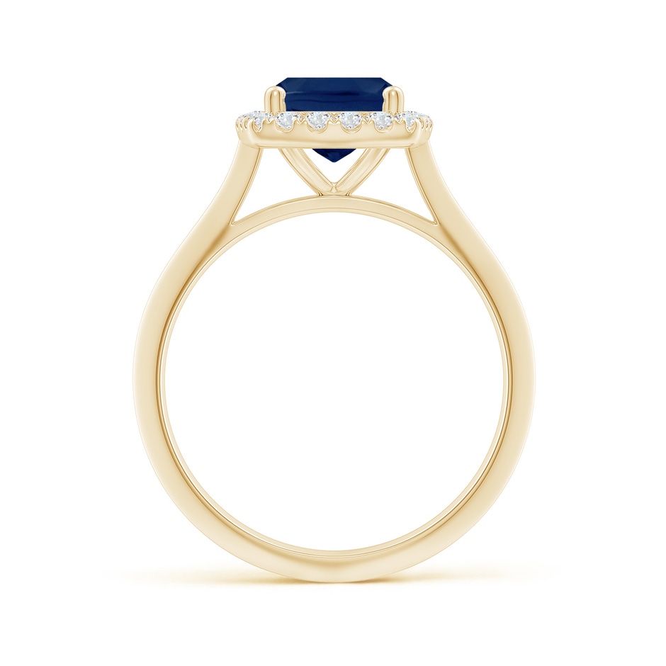 9x7mm A Cushion Rectangular Blue Sapphire Halo Knife-Edge Shank Engagement Ring in 18K Yellow Gold side 199