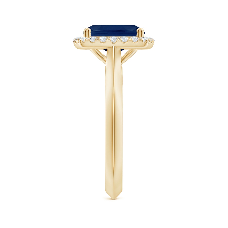 9x7mm A Cushion Rectangular Blue Sapphire Halo Knife-Edge Shank Engagement Ring in 18K Yellow Gold side 299