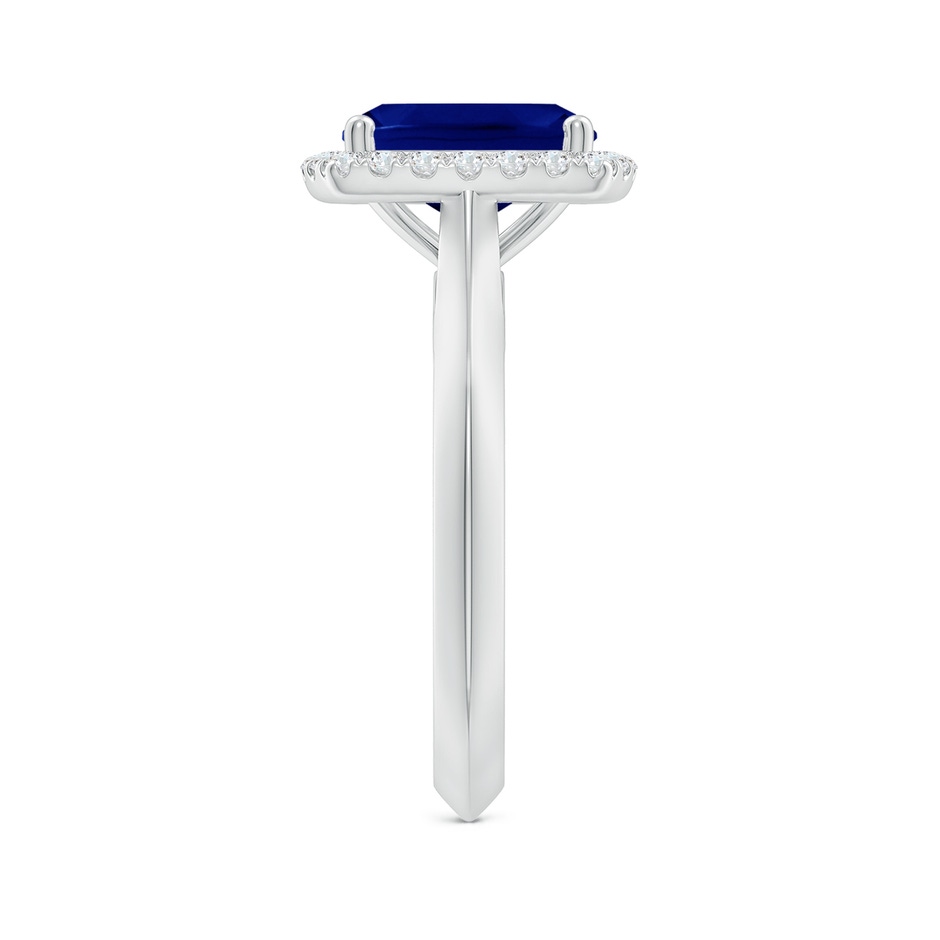 9x7mm AAA Cushion Rectangular Blue Sapphire Halo Knife-Edge Shank Engagement Ring in P950 Platinum side 299