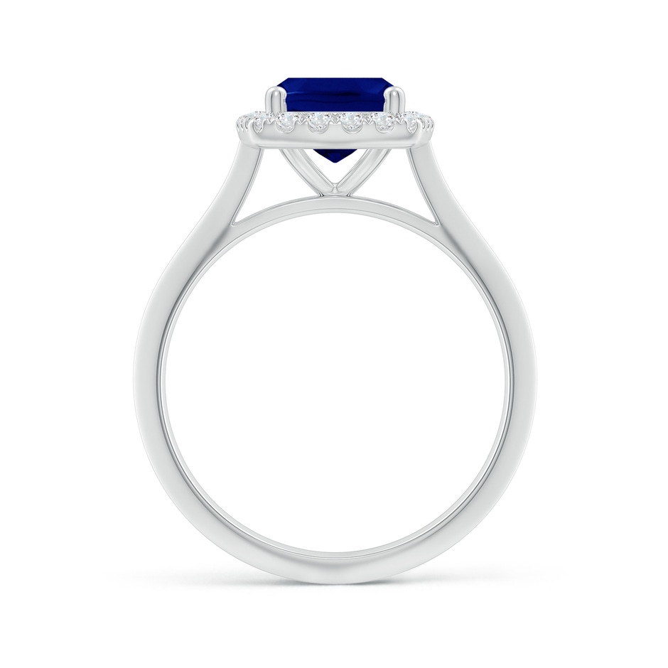 9x7mm AAA Cushion Rectangular Blue Sapphire Halo Knife-Edge Shank Engagement Ring in White Gold side 199