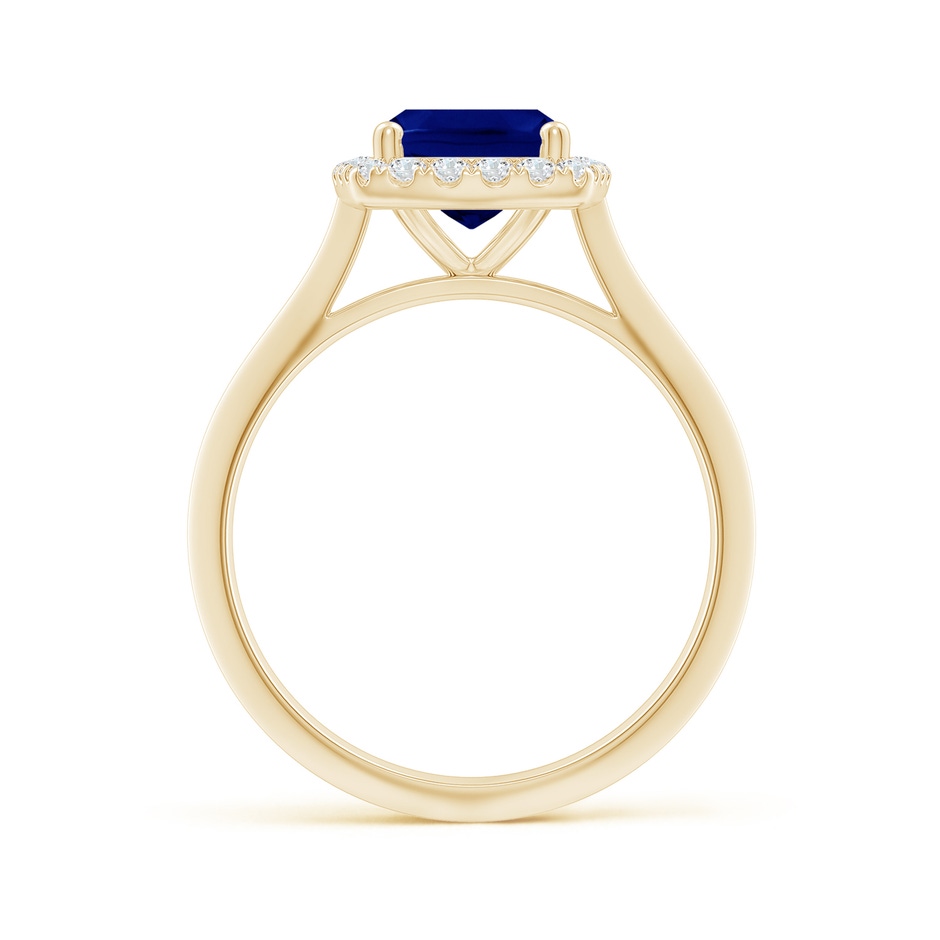 9x7mm AAA Cushion Rectangular Blue Sapphire Halo Knife-Edge Shank Engagement Ring in Yellow Gold side 199