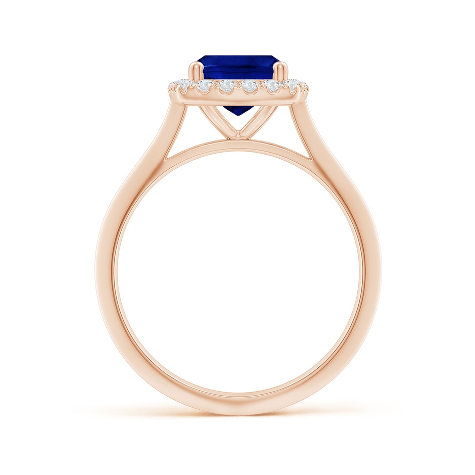 9x7mm AAAA Cushion Rectangular Blue Sapphire Halo Knife-Edge Shank Engagement Ring in 18K Rose Gold side 199