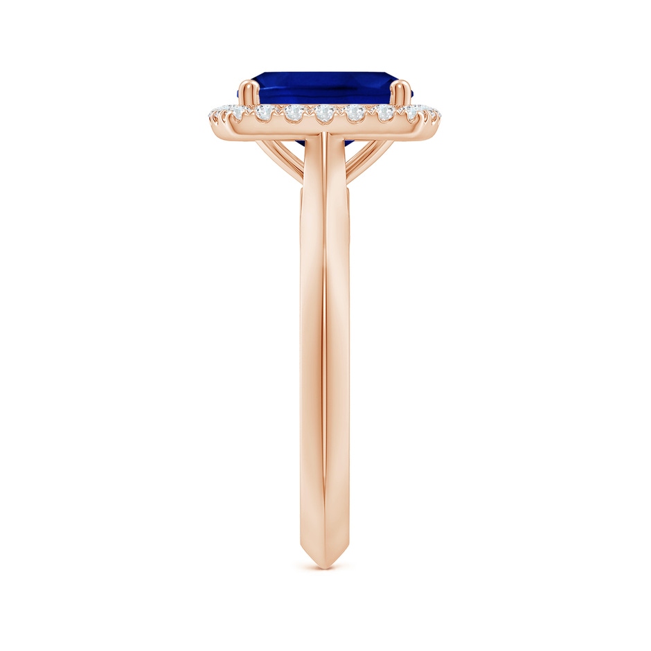 9x7mm AAAA Cushion Rectangular Blue Sapphire Halo Knife-Edge Shank Engagement Ring in 18K Rose Gold side 299