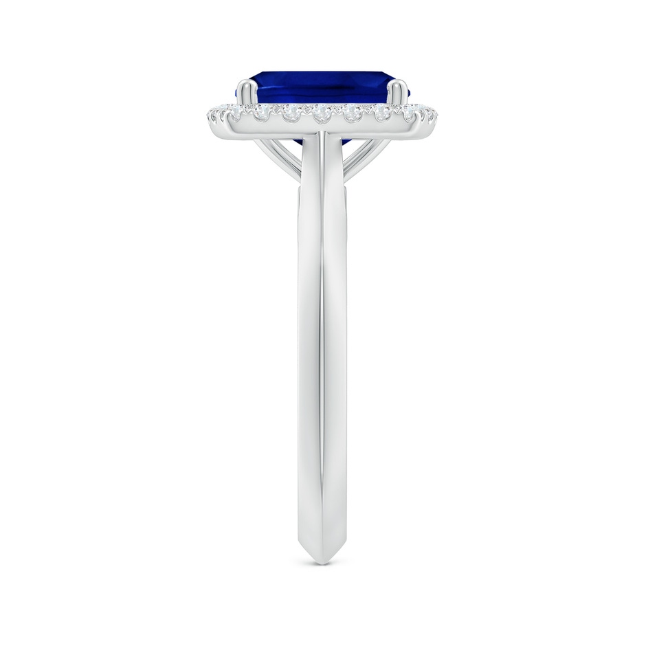 9x7mm AAAA Cushion Rectangular Blue Sapphire Halo Knife-Edge Shank Engagement Ring in P950 Platinum side 299