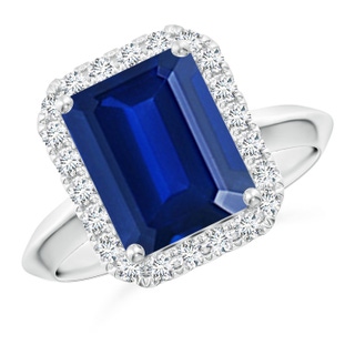 Emerald Cut Lab-Grown Lab Grown Blue Sapphire