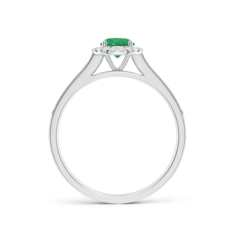 5mm A Round Emerald Reverse Tapered Shank Halo Engagement Ring in P950 Platinum side 199