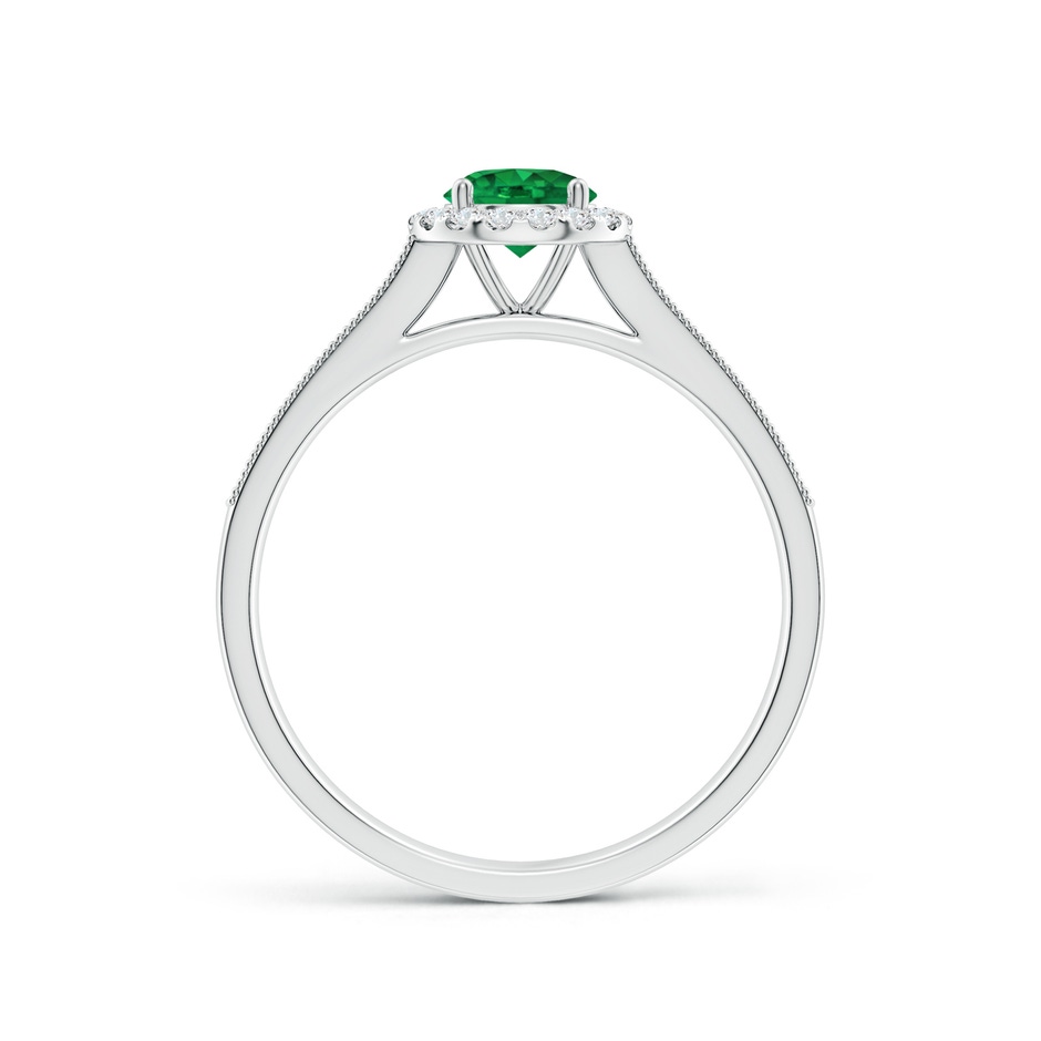 5mm AAA Round Emerald Reverse Tapered Shank Halo Engagement Ring in P950 Platinum side 199