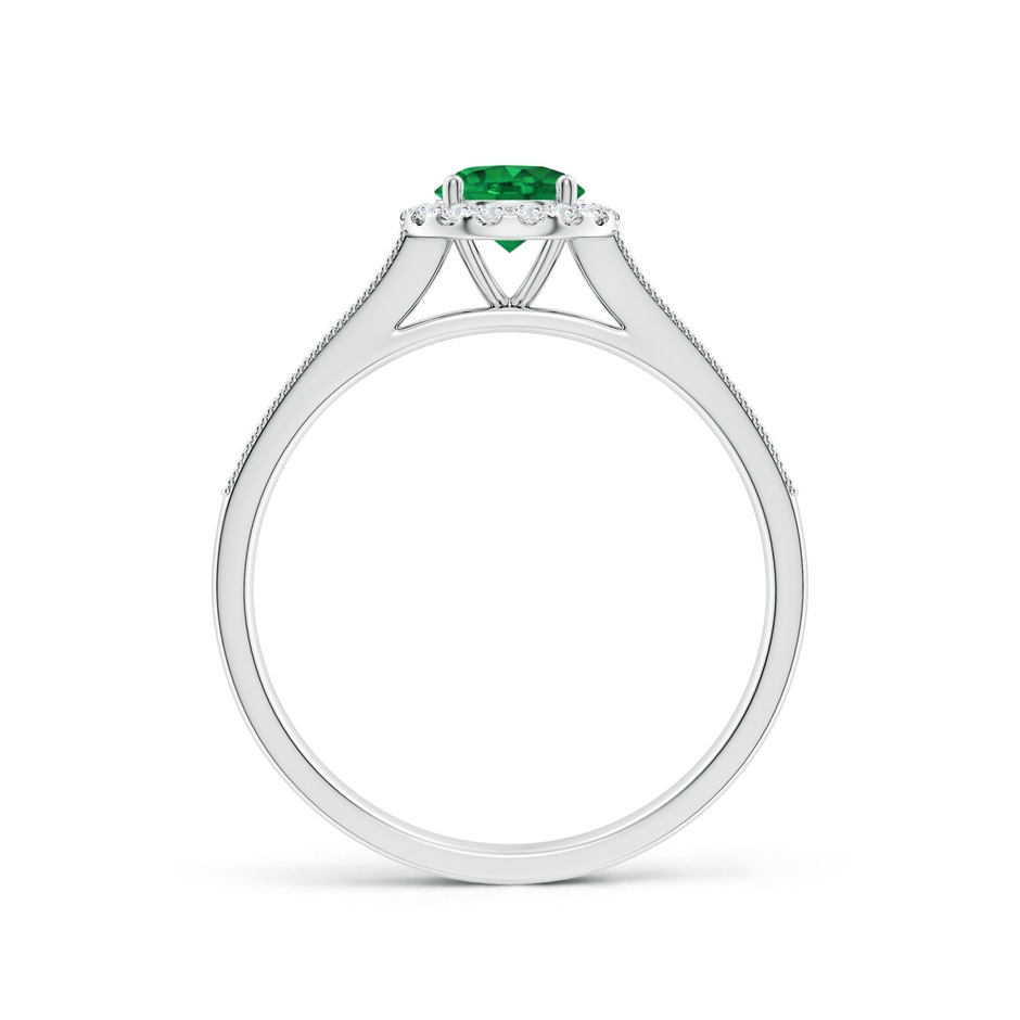 5mm AAA Round Emerald Reverse Tapered Shank Halo Engagement Ring in White Gold side 199