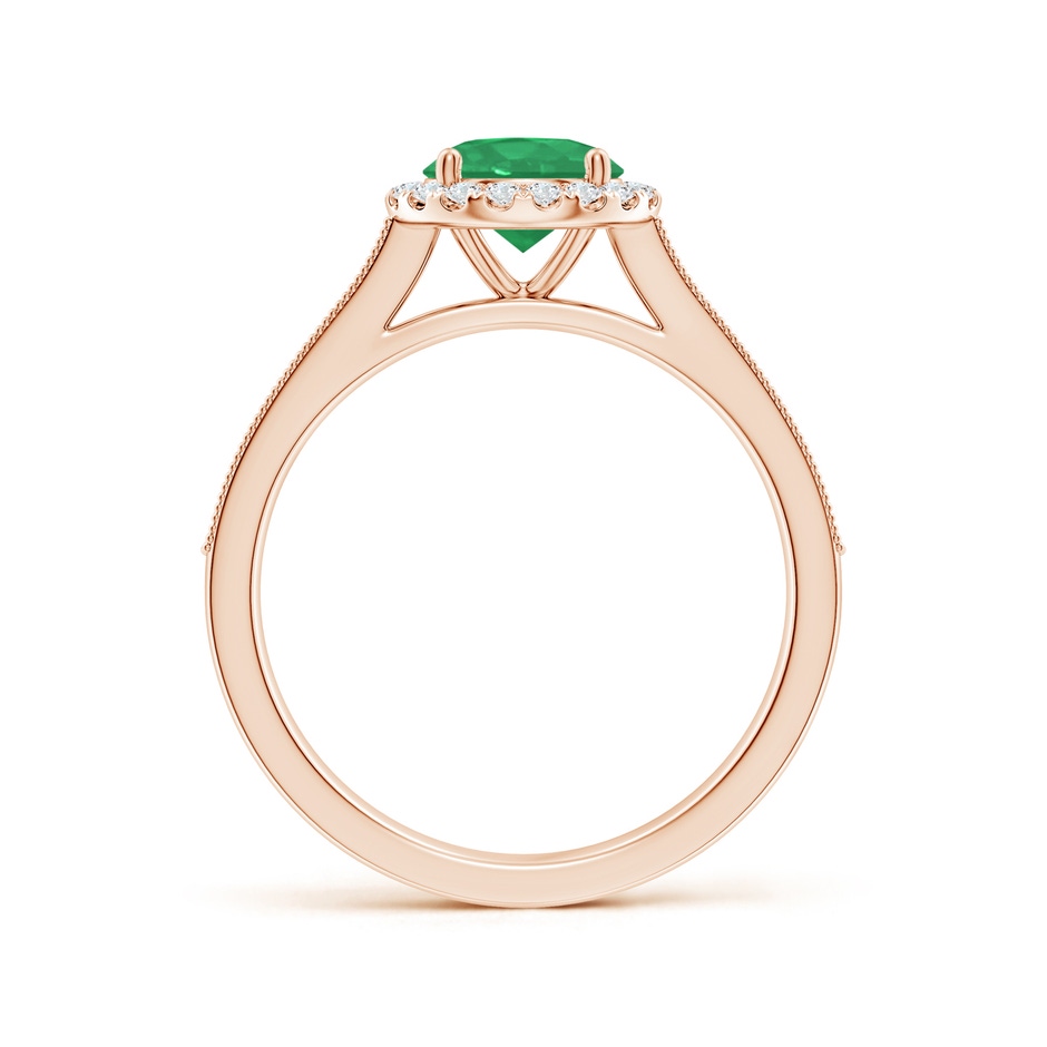 6.5mm A Round Emerald Reverse Tapered Shank Halo Engagement Ring in Rose Gold side 199