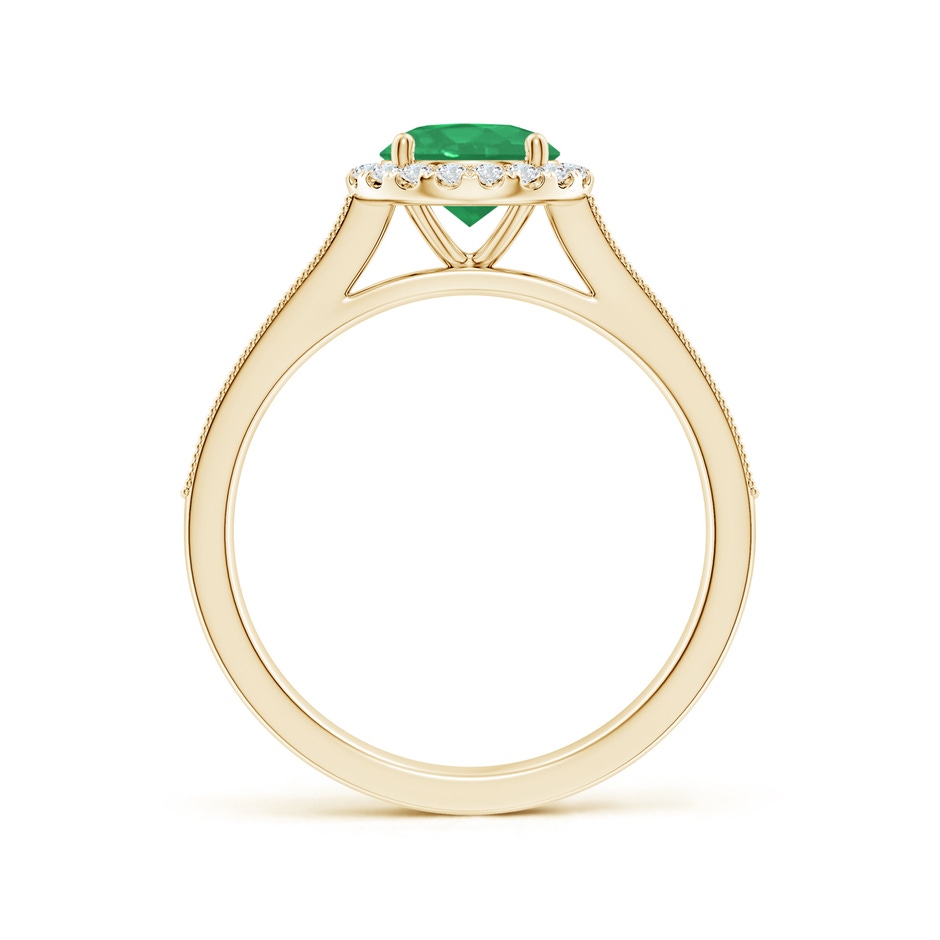 6.5mm A Round Emerald Reverse Tapered Shank Halo Engagement Ring in Yellow Gold side 199