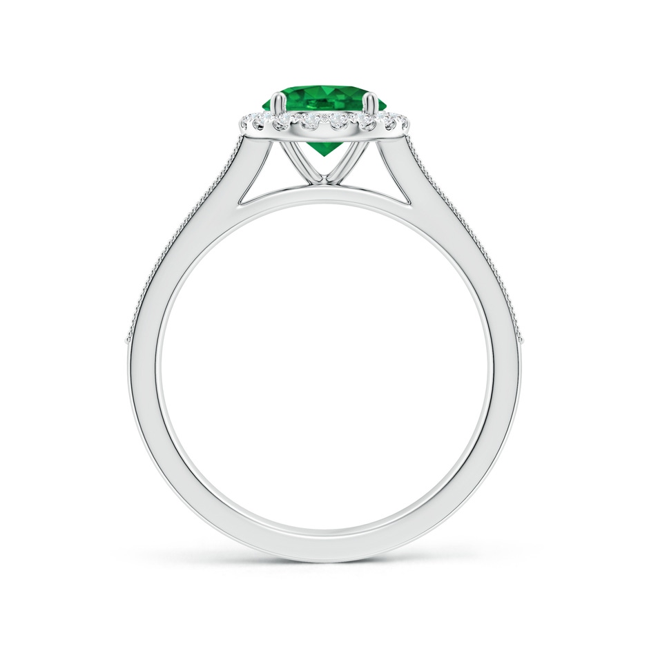 6.5mm AAA Round Emerald Reverse Tapered Shank Halo Engagement Ring in White Gold side 199