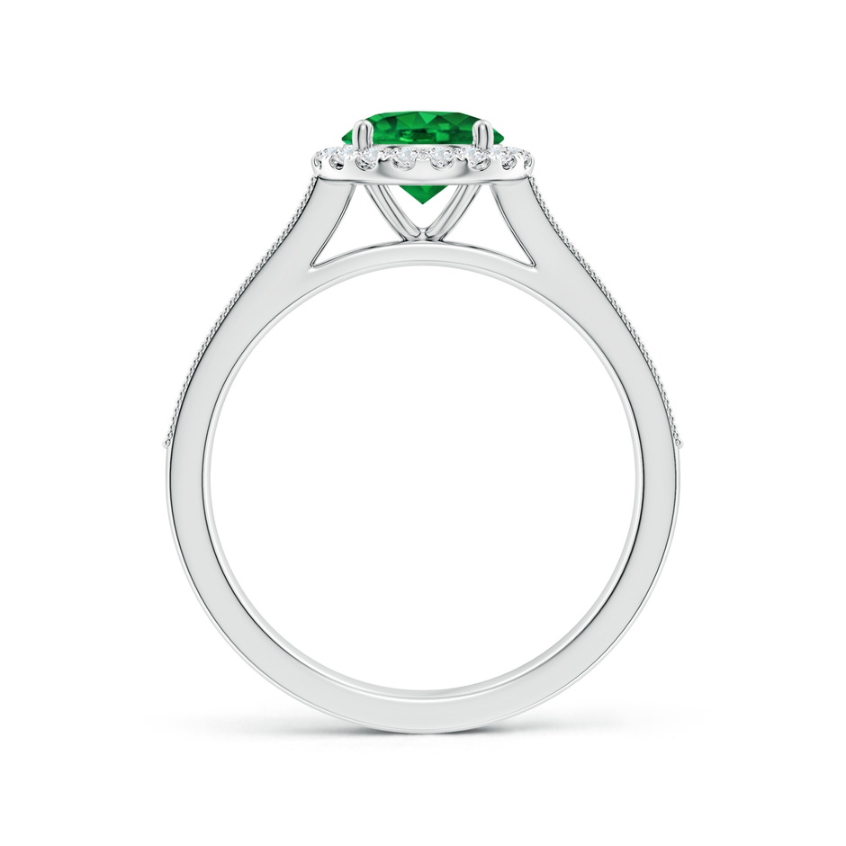 6.5mm AAAA Round Emerald Reverse Tapered Shank Halo Engagement Ring in White Gold side 199
