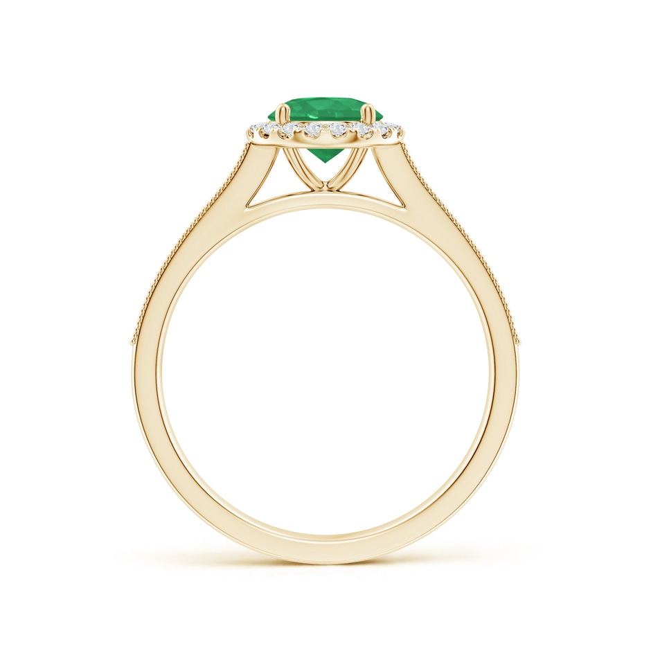 6mm A Round Emerald Reverse Tapered Shank Halo Engagement Ring in Yellow Gold side 199