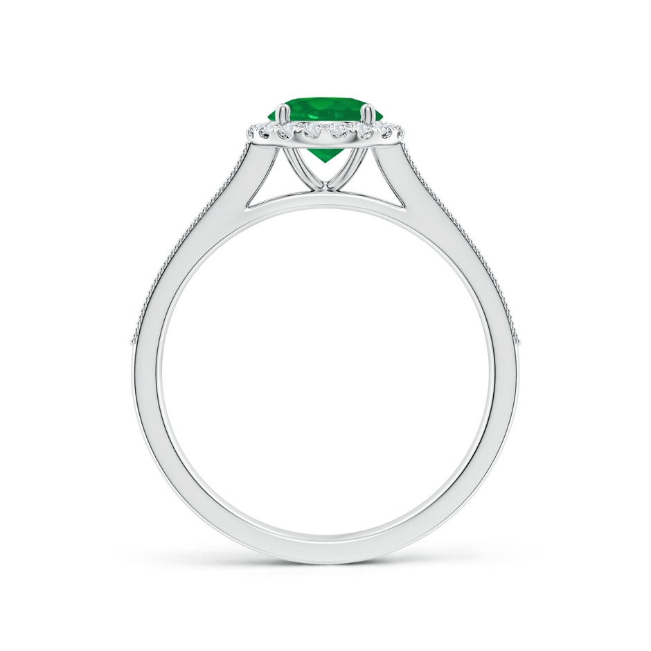 6mm AA Round Emerald Reverse Tapered Shank Halo Engagement Ring in P950 Platinum side 199