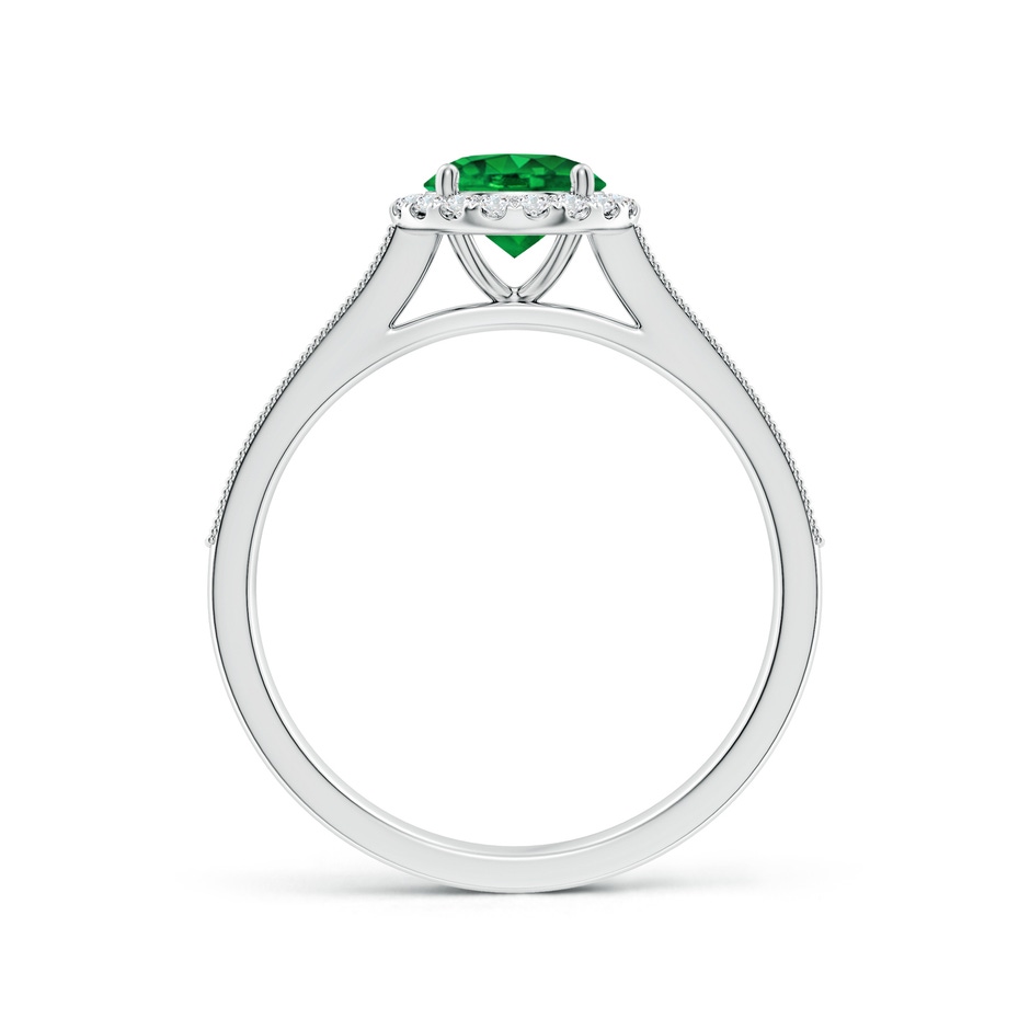 6mm AAAA Round Emerald Reverse Tapered Shank Halo Engagement Ring in White Gold side 199