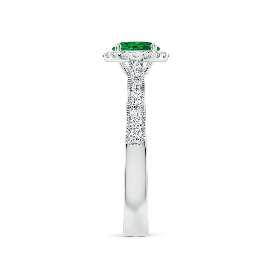 6mm AAAA Round Emerald Reverse Tapered Shank Halo Engagement Ring in White Gold side 299